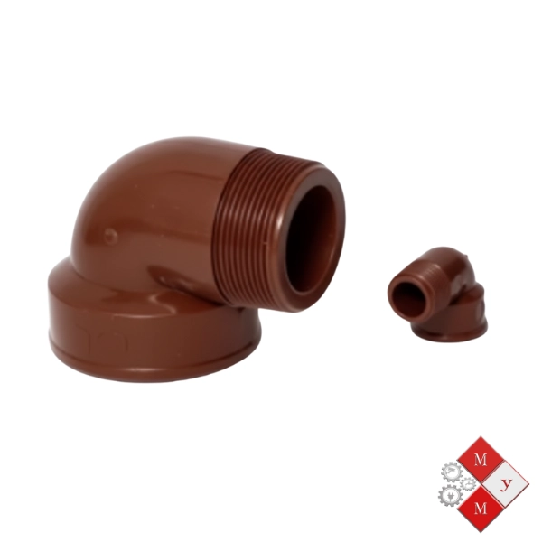 Codo calle de polipropileno roscar para sistemas hidráulicos.