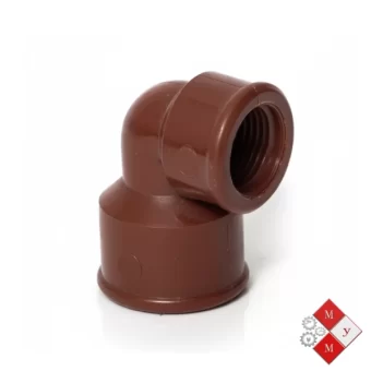 Codo H-H de polipropileno roscar con inserto metálico para sistemas hidráulicos.