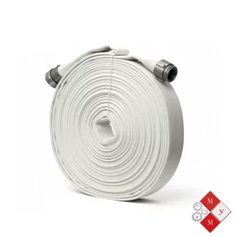 Manguera para gabinete contra incendio con acoples metálicos.